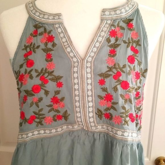 BOHO chic vintage look EMBROIDERED sleeveless top, size Medium - Picture 2 of 16